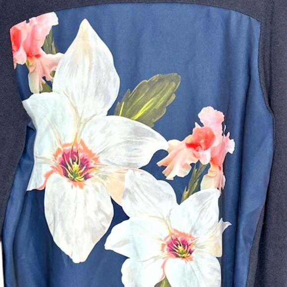 Ted Baker London Floral Sweater Cotton/Silk Blend - Navy/Pink/White - UK4/US10 - Picture 3 of 10